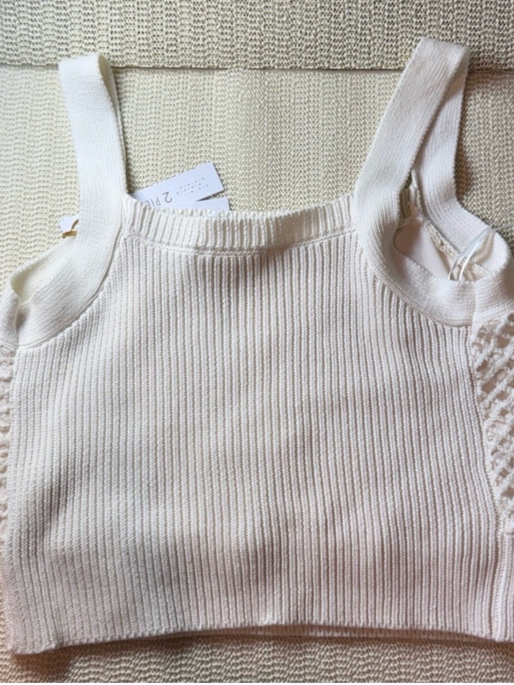 New House of Harlow 1960 Crochet Knit White Tank Top - Picture 4 of 9